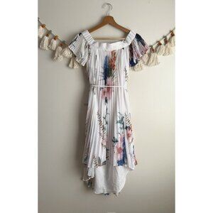 Ted Baker Pleated Luner Jamboree Off Shoulder Floral Midi Dress Fairy Milkmaid 0